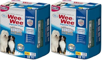 Four Paws Wee-Wee Superior Performance Gigantic Dog Pee Pads, 18 Count (Pack of 2) by FourPaws