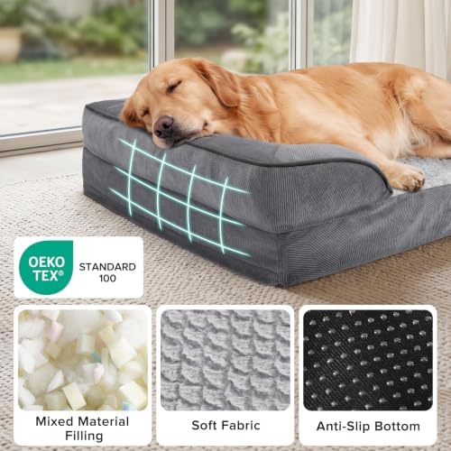 INVENHO L Plus Orthopedic Dog Bed for Large Dogs, Washable Dog Sofa with Egg-Crate Foam, Waterproof Lining and Non-Skid Bottom - Image 5