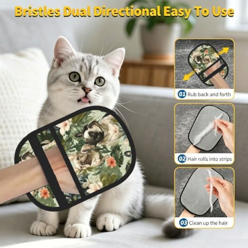 French Bulldog Tropical Leaf Green Pet Hair Removal Glove For Cats Dogs - Image 7