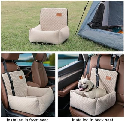 Dog Car Seat Pet Booster Seat Pet Travel Safety Car Seat,The Dog seat Made of Materials is Safe and Comfortable, and can be Disassembled for Easy Cleaning (Off White) - Image 4