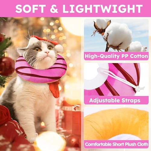 Hpetppy Cat Cone Collar Soft, Cat Recovery Collar for Wound Healing Cute Donut Adjustable Kitten Cones to Stop Licking Comfortable Lightweight Neck Elizabethan Collars for Kittens After Surgery - Image 3