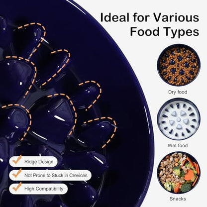 Sted Ceramic Slow Feeder Dog Bowls with Silicone Base - Image 6