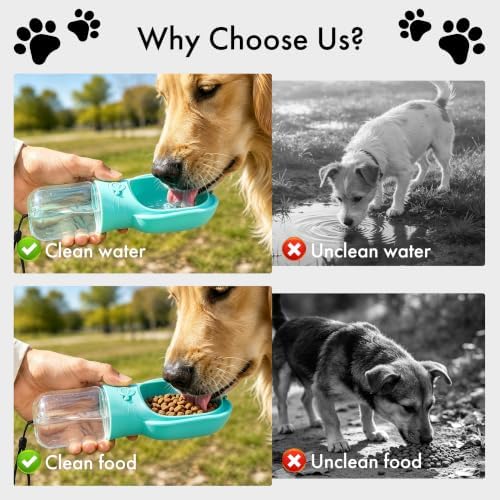 2 in 1 Dog Water Bottle with Food Container, Portable Leakproof Pet Water Dispenser & Bowl, Fits Dogs and Cats (Blue, Small) - Image 5