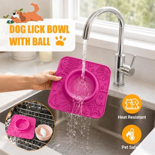 Slow Feeder Dog Bowl with Rolling Ball, 2 in 1 Dog Lick Bowl with Mat - Image 6