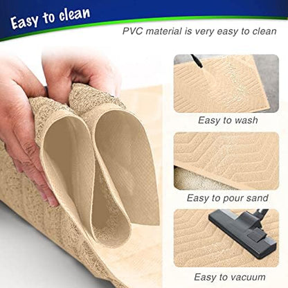 WePet Cat Litter Box Mat(No. 02-2), Kitty Premium PVC Pad, Durable Trapping Rug, Phthalate Free, Urine-Resistant, Scatter Control, L 35 x 23, Beige - Image 5