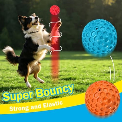 3 Pack Indestructible Squeaky Dog Balls for Aggressive Chewers, Interactive Dog Toys for Teething, Relieving Anxiety. Chew Toy for Large, Medium Breeds, Outdoor Rubber Balls. - Image 4