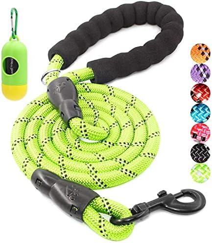 BAAPET 2/4/5/6 FT Dog Leash with Comfortable Padded Handle and Highly Reflective Threads for Small Medium and Large Dogs (6FT-1/2'', Green) by BAAPET