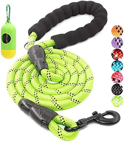 BAAPET 2/4/5/6 FT Dog Leash with Comfortable Padded Handle and Highly Reflective Threads for Small Medium and Large Dogs (6FT-1/2'', Green) by BAAPET