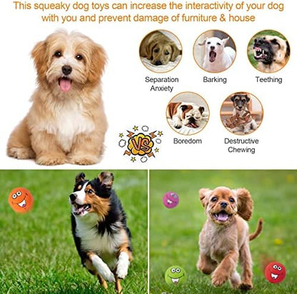 Squeaky Dog Toys Chewing Durable Teething Latex Rubber Soft Interactive Fetch Play Dog Balls with Funny Smile Face for Puppy Small Medium Pet Dog (6PCS) - Image 6
