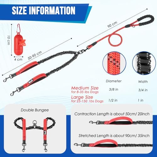 Lukovee Double Dog Leash, Reflective Heavy Duty Lead, No Tangle - Image 6