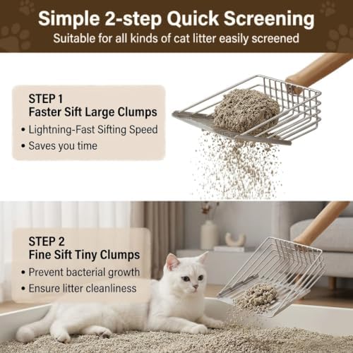Stainless Steel Cat Litter Scooper with Mini Dustpan and Brush Set - Image 4