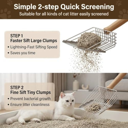 Stainless Steel Cat Litter Scooper with Mini Dustpan and Brush Set - Image 4