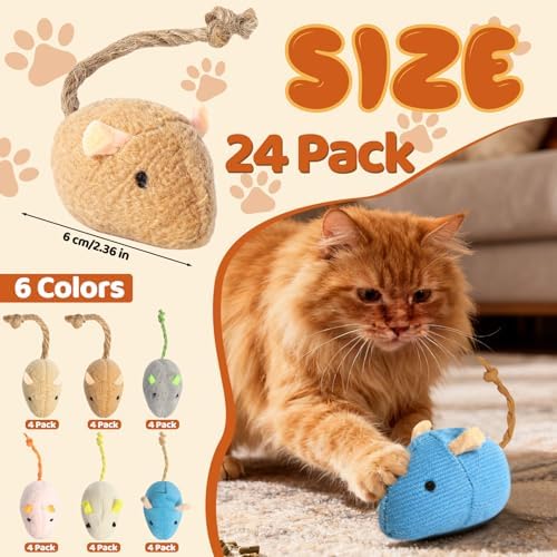 24 Pack 2.36" Colorful Cat Mouse Toy with Catnip for Indoor Cats - Image 2