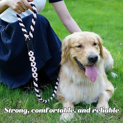 5FT Braided Cotton Rope Leash for Small, Medium and Large Dogs, Black & Pink Color - Image 5