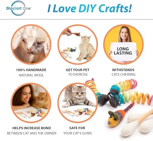 Glaciart One Indoor Catnip Cat Toy Pack - 7pc | Kitty Toys Include Wool Springs, Swabs & Mouse | for Activity, Exercise & Play | Filled w/Organic Catnip to Excite/Calm Pet | Great Gift Idea - Image 2
