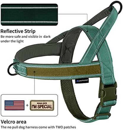 Annchwool No Pull Dog Harness with Soft Padded Handle,Reflective Strip Escape Proof and Quick Fit to Adjust Dog Harness,Easy for Training Walking for Small & Medium and Large Dogs(Green,S) - Image 2