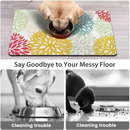 Dog Food Mat for Floors, Absorbent Pet Cat Food Bowl Mat, 12x20 in - Image 2