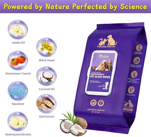 Pet Glove Wipes, Cleaning Wipes for Full-Body Grooming (20 Count) - Image 5