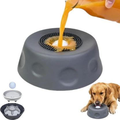Silicone Lick Bowl for Dogs with Suction Cup, Anti-Slip Slow Feeder, Upgraded Chew-Resistant Ball & Anti-Disassembly Design, 250ml Capacity, Dishwasher Safe, for Small Medium Large Pets(1, Gray)