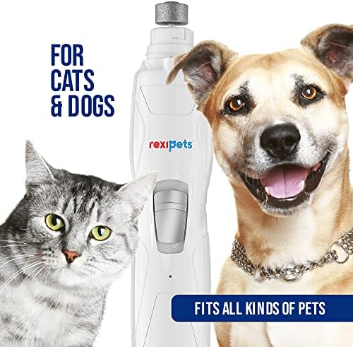 REXIPETS Cat and Dog Nail Grinder - Rechargeable Electric Pet Nail Clipper & Trimmer- Painless Paws Grooming - Quiet 2-Speed Motor. 3 Size Ports for Small, Medium, Large Pets- Up to 4 Hours of Charge - Image 6