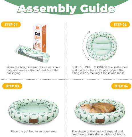 Zerbuger 20in Green Pattern Round Dog Bed Sofa for Dogs Cats, Washable - Image 6