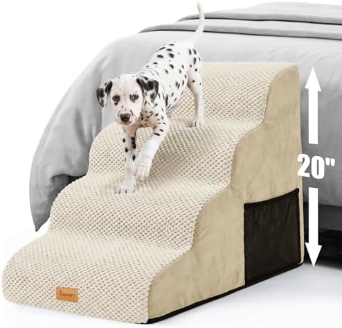 Topmart High Density Foam Dog Stairs 4 Tiers,Extra Wide Deep Pet Steps by Topmart