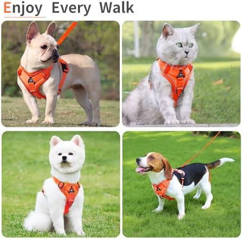 Dog Harness Medium Sized Dog Pet Vest with Leash Set Orange L - Image 6