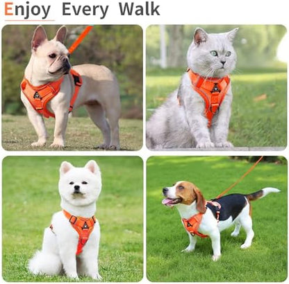 Dog Harness Small Sized Dog Pet Vest with Leash Set Orange M - Image 6
