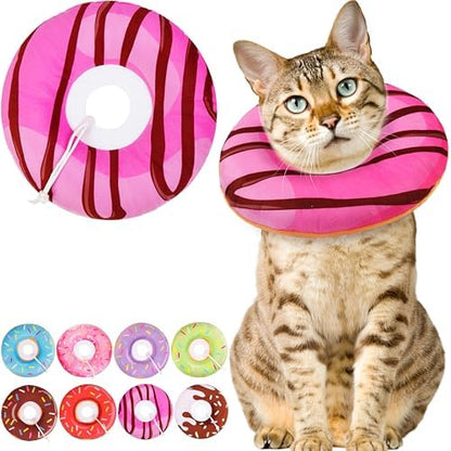 Cat Cone Collar Soft, Cute Cat Donut Collar After Surgery, Adjustable Kitten Recovery Cones to Stop Licking, Lightweight Neck Elizabethan Collars for Cats Kittens (Chocolate Pink, Medium) by Unknown
