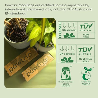 Pawtria Home Compostable XL Poop Bags with Handles, 100 Bags, Mega Roll - Image 4