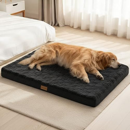 Patas Lague Orthopedic Large Dog Bed Washable Pet Crate Mat 42''X28'' Black by PatasLague