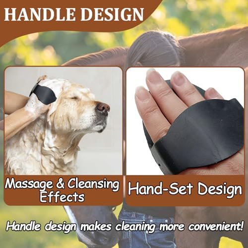 Rubber Curry Comb with Handle, Grooming Brush for Dogs, Cats & Horses - Image 5