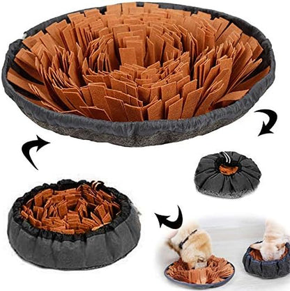 AWOOF Pet Snuffle Mat for Dogs, Interactive Feed Game for Boredom, Encourages Natural Foraging Skills for Cats Dogs Bowl Travel Use, Dog Treat Dispenser Indoor Outdoor Stress Relief (Brown) by AWOOF