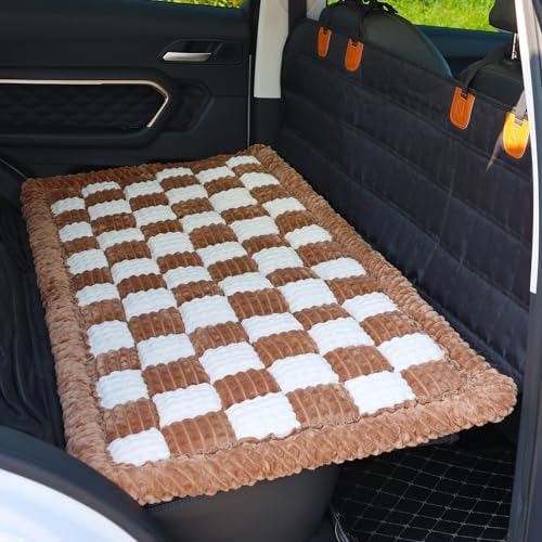 Dog Bed for Car, Backseat Pet Bed Mat, Dog Seat Cover for Car Back Seat, Non-Slip Travel Pet Mat, Fit for Backseat Extenders and Seat Covers (Brown&White, 24.8x54inch) by HOMEREFROM
