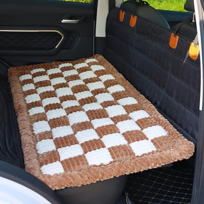 Dog Bed for Car, Backseat Pet Bed Mat, Dog Seat Cover for Car Back Seat, Non-Slip Travel Pet Mat, Fit for Backseat Extenders and Seat Covers (Brown&White, 24.8x54inch) by HOMEREFROM