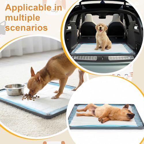 Nuanchu Pee Pad Tray Holder for Dogs, 23 x 23 Inch Silicone Dog Puppy Pad Holder with Four Fixed Points Stable Grip, Raised Edges, Quick-Wipe Dog Potty Tray for Indoor Flooring Protection - Image 5