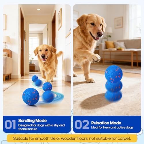Interactive Dog Toys Ball with Chew-Resistant E-TPU Material, Smart Automatic Rolling Ball Toys for Small, Medium & Large Dogs, 2 Modes Rechargeable Moving Bouncing Dog Ball - Image 2