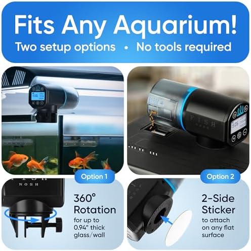 FISHNOSH Automatic Fish Feeder for Aquarium - New Generation 2026, Auto Food Dispenser with Timer for Small Tank, Big Aquariums & Pond (Blue) - Image 5