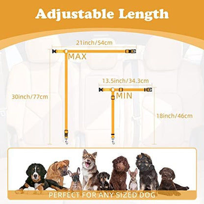 BWOGUE 2 Pack Dog Seat Belt for Car, Nylon Headrest Restraint, Yellow - Image 4