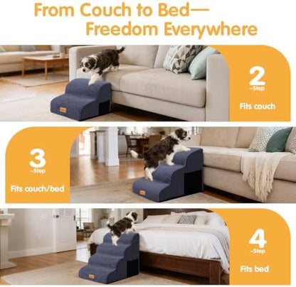 Topmart High Density Foam Dog Steps 4 Tiers, Extra Wide Deep Pet Steps - Image 7
