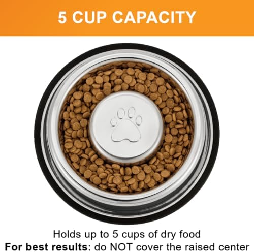 Neater Pet Brands Stainless Steel Slow Feed Bowl - Non-Tip & Non-Skid - Stops Dog Food Gulping, Bloat, Indigestion, and Rapid Eating (5 Cup) - Image 2