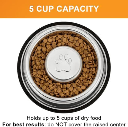 Neater Pet Brands Stainless Steel Slow Feed Bowl - Non-Tip & Non-Skid - Stops Dog Food Gulping, Bloat, Indigestion, and Rapid Eating (5 Cup) - Image 2