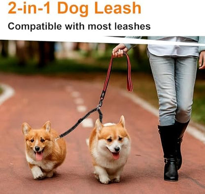 MingXpet Double Dog Leash for Two Dogs, No Pull Dog Leash, 360° Swivel No Tangle for Small Dogs Walking & Training, Shock Absorbing Reflective Bungee, Black - Image 6