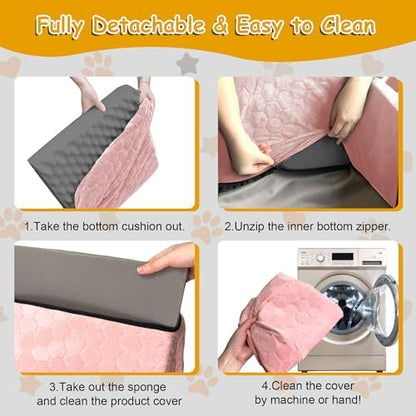 Dog Car Seat for Small/Medium Dogs, Memory Foam Dog Booster Seat, Travel Safety Per Car Seat with Washable Removable Cover, Storage Pockets for Dogs up to 35 lbs (Pink, Small) - Image 7