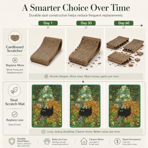 Art Sisal Cat Scratcher Mat, Cat Wall Scratchers for Indoor Cats - Image 4