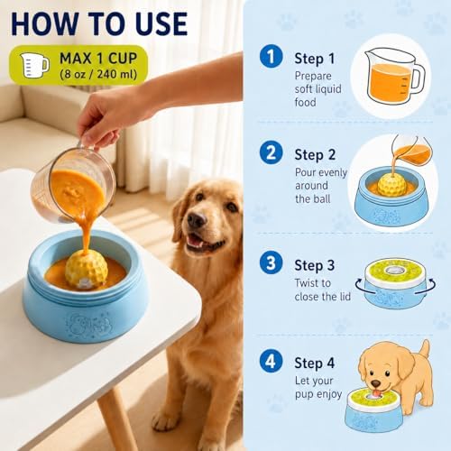 FOXMM Dog Lick Bowl Slow Feeder with Rolling Ball - Image 6