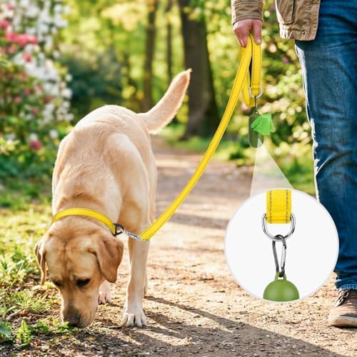 Joytale Reflective Dog Leash for Medium & Large Dogs, 5 FT x 1", Yellow - Image 2