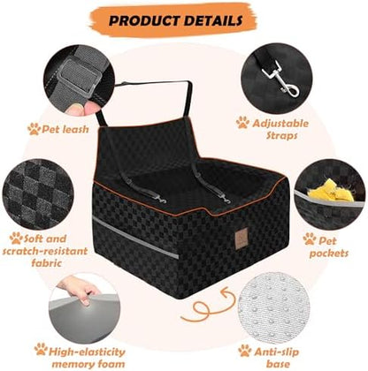 Large Dog Car Seat for Back Seat – Removable Dog Booster Seat & Washable Pet Car Seat for Medium & 2 Small Dogs up to 60lbs – Safety Straps & Storage Pocket – Travel & Home Use (Black) - Image 4
