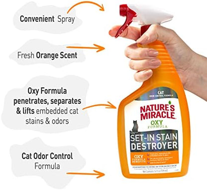 Nature's Miracle Oxy Set-In Stain Destroyer, Cat Odor Control, 24 oz - Image 6