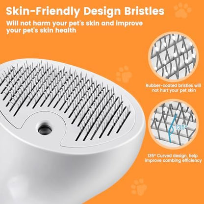 Pet Steam Brush for Dog & Cat, 4 in 1 Self Cleaning Cat Steam Brush for Shedding, Mist Spray Hair Removal Comb for Long Haired Pet Grooming, Effectively Prevents Flying Fur and Reduce Static - Image 4